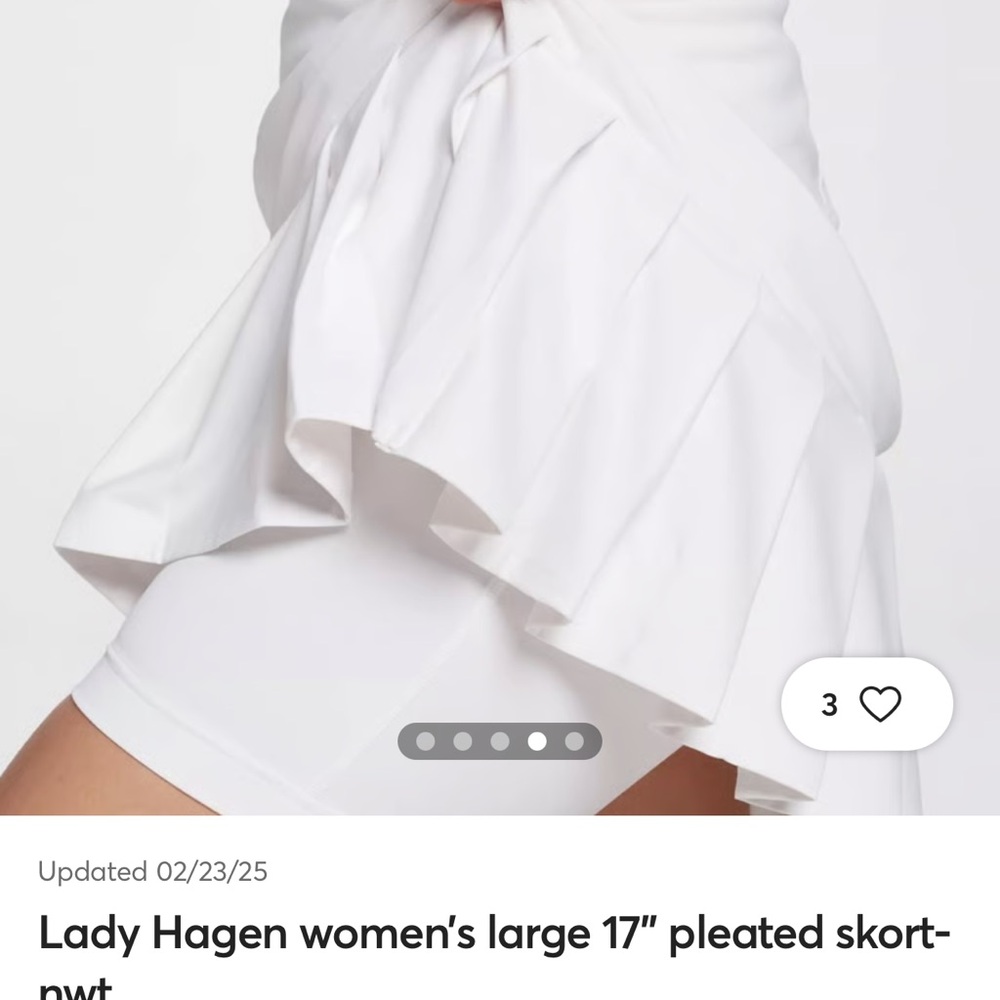 Lady Hagen White Pleated Skort Large NWT - Picture 2 of 5